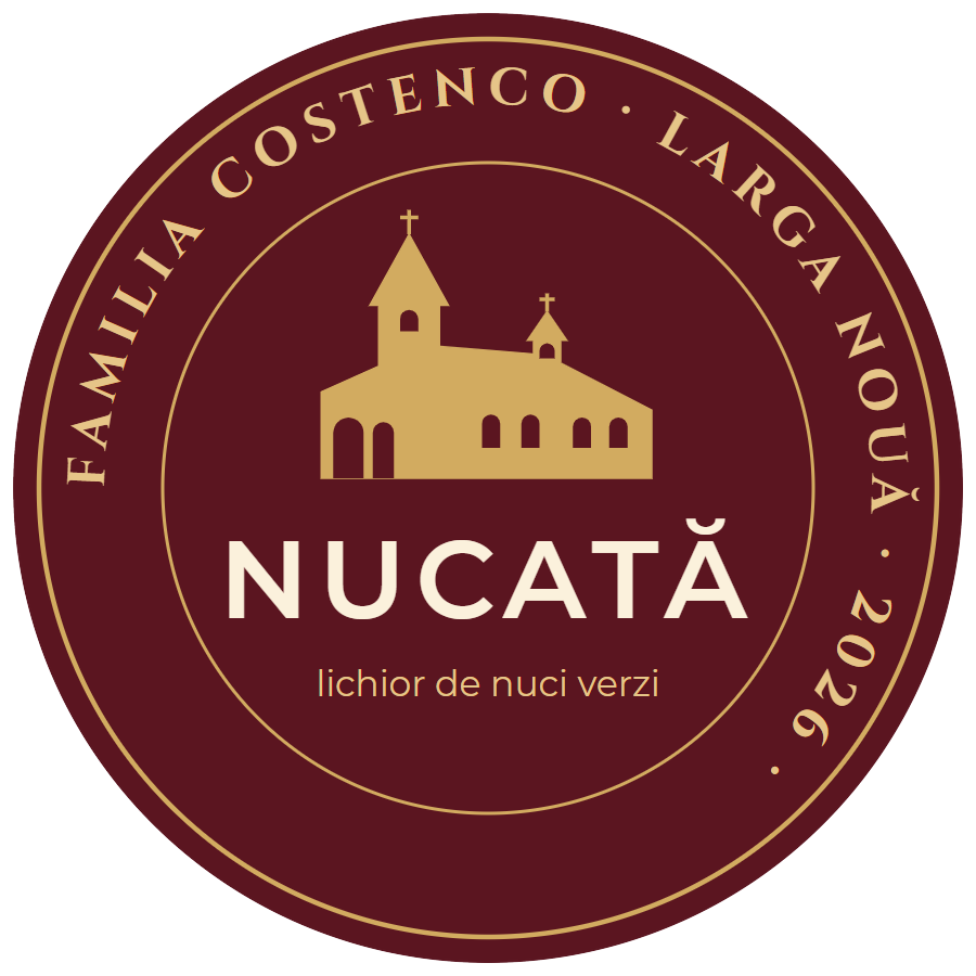 Emblema rotundă Nucată pe bordo, cu biserica din Larga Nouă